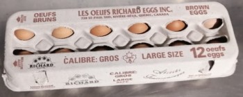 Retiro de alimentos Les Œufs Richard Eggs Inc. Eggs  - recalled due to Salmonella The CFIA announced the recall of eggs... foto #2