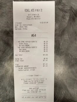 Consumer Review - Food Safety Blake's Lotaburger, North Main Street, Roswell, NM, USA This morning I bought a carne adovada burrit... photo #2