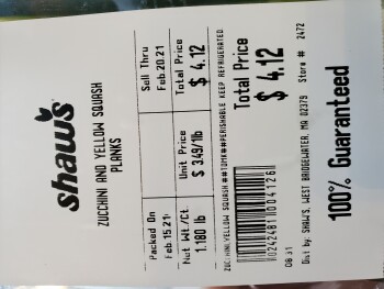 Consumer Review - Food Safety Shaw's, Main Street, Sturbridge, MA, USA Fresh pre-sliced zucchini spears Reaction within hour of ea... photo #2