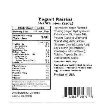 Food Recall Gelson's Yogurt Raisins - recalled as it may contain undeclared Peanuts Company name: Western Mixers... photo #2