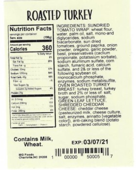 Food Recall Fresh to You MG Foods Turkey wrap sandwich wraps - recalled due to Listeria Company name: MG Foods o... photo #3
