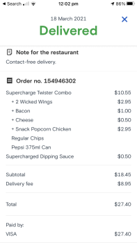 Avis du consommateur - Sécurité alimentaire KFC Cranbourne, Brunt Street, Cranbourne VIC, Australia Purchased supercharged twister combo, and sn... photo #2