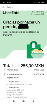 Consumer Review - Food Safety Domino's, Av. Santiago, Reforma Iztaccihuatl Norte, Ciudad de México, CDMX, México Pedimos una pizza... photo #2