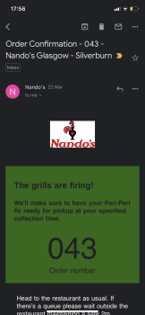 Consumer Review - Food Safety Nando's Glasgow - Silverburn, City, Glasgow, UK I went there on Monday 22/3/21 with my boyfriend we... photo #1