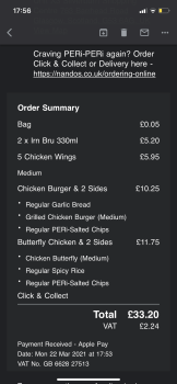 Consumer Review - Food Safety Nando's Glasgow - Silverburn, City, Glasgow, UK I went there on Monday 22/3/21 with my boyfriend we... photo #3