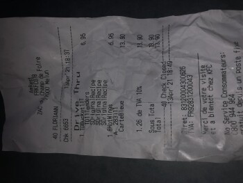 Consumer Review - Food Safety KFC Melun, Route Départementale 306, Melun, France J’ai mangé là e vers 18h30 ce mardi 13 avril 2021... photo #2