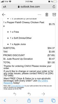 Consumer Review - Food Safety Chili's Grill & Bar, South Valley Mills Drive, Waco, TX, USA On Friday, 4/16/21, we ate there. We pi... photo #3
