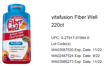 Food Recall Vitafusion Gummy vitamin products - recalled due to possible metallic mesh material Company name: Ch... Foto #3