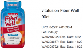 Food Recall Vitafusion Gummy vitamin products - recalled due to possible metallic mesh material Company name: Ch... Foto #8