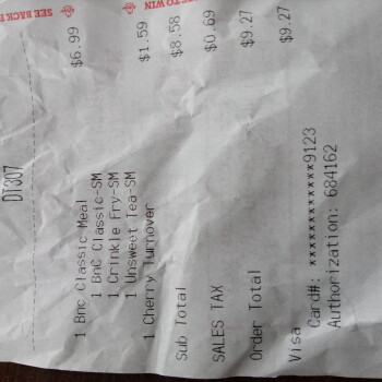 Consumer Review - Food Safety Arby's, N Morton St, Franklin, Indiana, USA Tea from there I got off work,,feeling fine but hungry..... photo #3