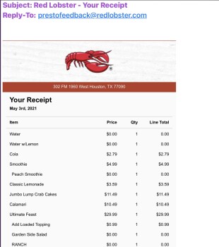 Consumer Review - Food Safety Red Lobster, Cypress Pointe, Farm to Market 1960 Road West, Houston, TX, USA We ate dinner there.  M... photo #1