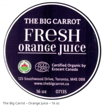 Food Recall Certain The Big Carrot brand juice products – recalled due to pieces of glass The CFIA announced the... photo #1