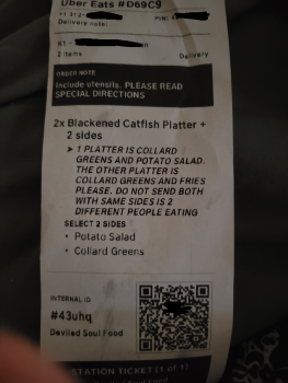 Consumer Review - Food Safety Soul Food, Uber Eats, Philadelphia, PA, USA Catfish contaminated with worms Took bite of blackened c... photo #2