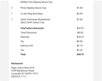 消费者评论 - 食品安全 Papa John's Pizza, Bardstown Rd, Louisville, KY 40291, USA We ate pizza tonight at home we all got s... 照片 #2