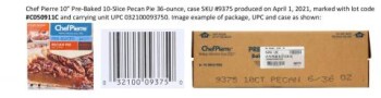 Food Recall Sara Lee Frozen Bakery Pecan pies - recalled due to undeclared peanuts Company name: Sara Lee Frozen... photo #4