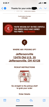 Verbraucherbewertung – Lebensmittelsicherheit Chipotle Mexican Grill, 12478 Old U.S. 35, Jeffersonville, OH, USA I ate there 5/18/21 around 4pm an... Foto #1