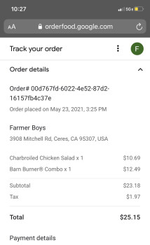 Consumer Review - Food Safety Farmer Boys, Mitchell Road, Ceres, CA, USA Hamburger and salad 6 out of 8 people in the family got s... photo #2