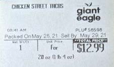 Food Recall Giant Eagle Chicken Street Taco Kits - recalled due to Undeclared milk Company name: Giant Eagle, In... photo #1