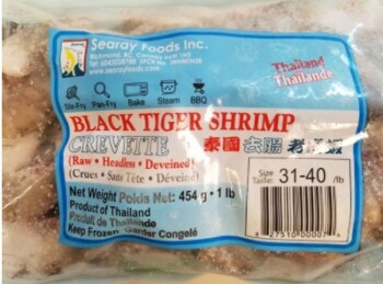 Food Recall Searay Thailand Black Tiger Shrimp Size 31-40 - recalled due to undeclared sulphites The CFIA announ... photo #1