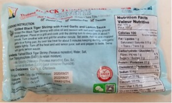 Food Recall Searay Thailand Black Tiger Shrimp Size 31-40 - recalled due to undeclared sulphites The CFIA announ... photo #2