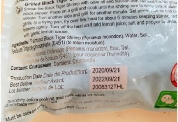 Food Recall Searay Thailand Black Tiger Shrimp Size 31-40 - recalled due to undeclared sulphites The CFIA announ... photo #3