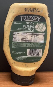 Rappel d'aliments Tulkoff Kimchi Aioli - recalled due to undeclared soy and wheat allergens Company name: Tulkoff Food... photo #2