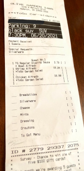 Consumer Review - Food Safety Olive Garden Italian Restaurant, West Mercury Boulevard, Hampton, VA, USA Ordered Shrimp Alfredo & g... photo #2