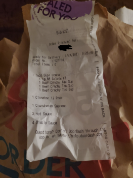 Consumer Review - Food Safety Taco Bell, 1500 W Grand Ave, Grover Beach, CA 93433, USA 2 Supreme tacos and a Supreme cruchwrap I a... photo #2
