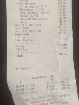 Consumer Review - Food Safety Hook & Reel Cajun Seafood, Ford Road, Canton, MI, USA Family dinner on July 17, 2021.  Within a coup... photo #2
