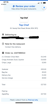 Avaliação do consumidor - Segurança alimentar Top Chef, Sandy Park Road, Brislington, Bristol, UK Food from a Chinese takeaway  I got a takeaway l... foto #2