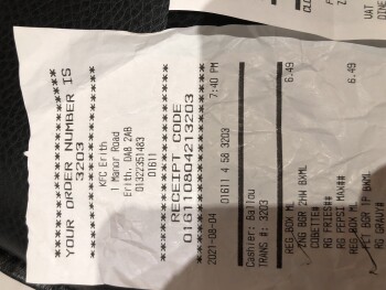 Consumer Review - Food Safety KFC Erith, Manor Road, Erith, UK Ordered fried chicken and tower burger and some other stuff. My 7 y... photo #1
