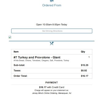 Consumer Review - Food Safety Jersey Mike's Subs, Hamilton Boulevard, Trexlertown, PA, USA On 8/07/2021, I ordered a #7 turkey sub... photo #2