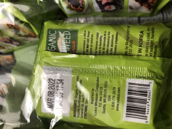 Consumer Review - Food Safety Kirkland Organic Seaweed Snack, Costco, Germantown, MD, USA Ate the Kirkland seaweed snack on Sunday... photo #1