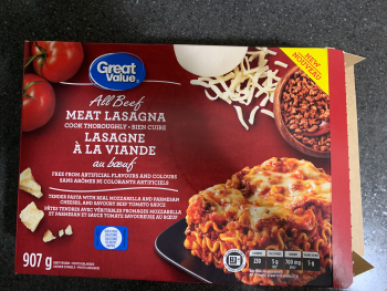 Consumer Review - Food Safety Walmart Supercentre, Hillside Drive, Kamloops, BC, Canada Last night, Great Value lasagna  Only I go... photo #2