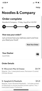 Consumer Review - Food Safety Noodles and Company, Rockville Pike, Rockville, MD, USA Door dash, penne With tomato sauce snd meatb... photo #1
