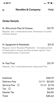 Consumer Review - Food Safety Noodles and Company, Rockville Pike, Rockville, MD, USA Door dash, penne With tomato sauce snd meatb... photo #2