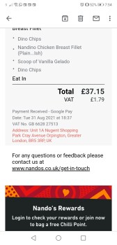 Avis du consommateur - Sécurité alimentaire Nando's Orpington - Nugent Shopping, Cray Avenue, Orpington, UK We went there last night and a few h... photo #2