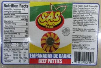 Food Recall SAS Foods empanadas - recalled due to packaged without Benefit of Inspection The FSIS announced the... photo #3