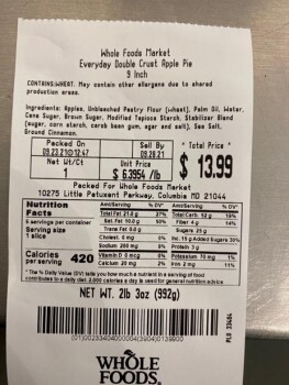 Food Recall Whole Foods Market Apple Pie and Cherry Pie - recalled due to undeclared milk, eggs Whole Foods Mark... photo #2