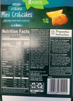 Food Recall Vemondo by Lidl Vegan Crabless Mini Crabcakes - recalled due to undeclared egg yolk Cuisine Innovati... photo #2