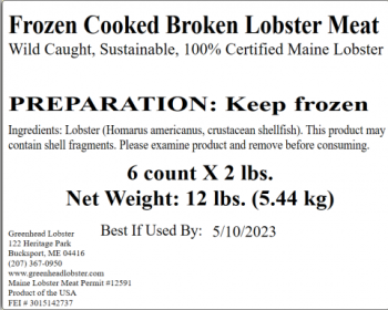 Food Recall Greenhead Frozen cooked lobster meat - recalled due to potential Listeria Greenhead Lobster Products... photo #5