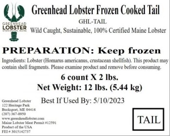 Food Recall Greenhead Frozen cooked lobster meat - recalled due to potential Listeria Greenhead Lobster Products... photo #7