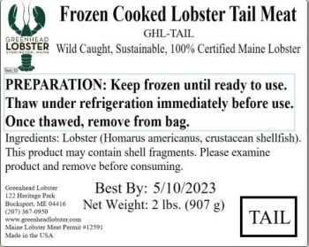 Food Recall Greenhead Frozen cooked lobster meat - recalled due to potential Listeria Greenhead Lobster Products... photo #8