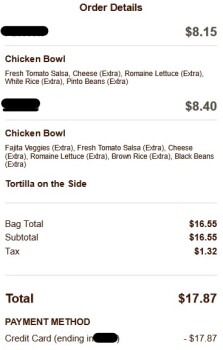 Avis du consommateur - Sécurité alimentaire Chipotle Mexican Grill, Hillside Road, Cranston, RI, USA My kids, wife and myselft ate a burrito bow... photo #3