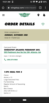 Consumer Review - Food Safety Wingstop, 595 Piedmont Ave NE Ste 330, Atlanta, GA 30308, USA I ordered from here.  I ordered and wa... photo #2
