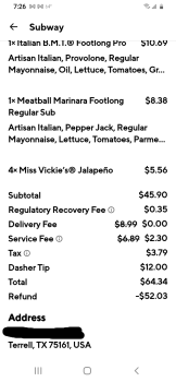 Consumer Review - Food Safety Subway, 1880 West Moore Avenue, Terrell, TX, USA October 15 2021, Ordered food from this restaurant... photo #2