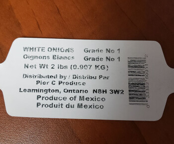 Food Recall Dorsey, MVP, Pier-C and Riga Farms Onions - recalled due to Salmonella Correction October 29, 2021... photo #2