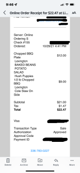 Consumer Review - Food Safety Little Richards BBQ, Frederick Street, Mount Airy, NC, USA I ordered a chopped plate with baked bean... photo #3