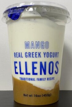 Food Recall Ellenos Real Greek Mango Greek Yogurt 16 oz. Cup - recalled due to Undeclared Egg Ellenos Real Greek... photo #1