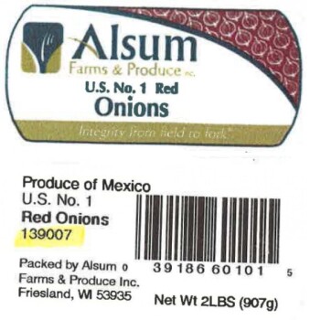 Food Recall Alsum Whole Yellow, White, and Red Onions - recalled due to salmonella Alsum Farms & Produce, Inc. o... photo #4